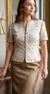 Vintage Deadstock Papell Petites silk dress suit